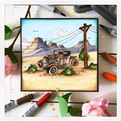 Car Show - 4x8 Photopolymer Stamp Set - Honey Bee Stamps