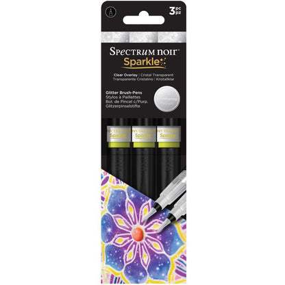 Clear Sparkle Glitter Overlay Brush Pens 3/Pkg - Honey Bee Stamps