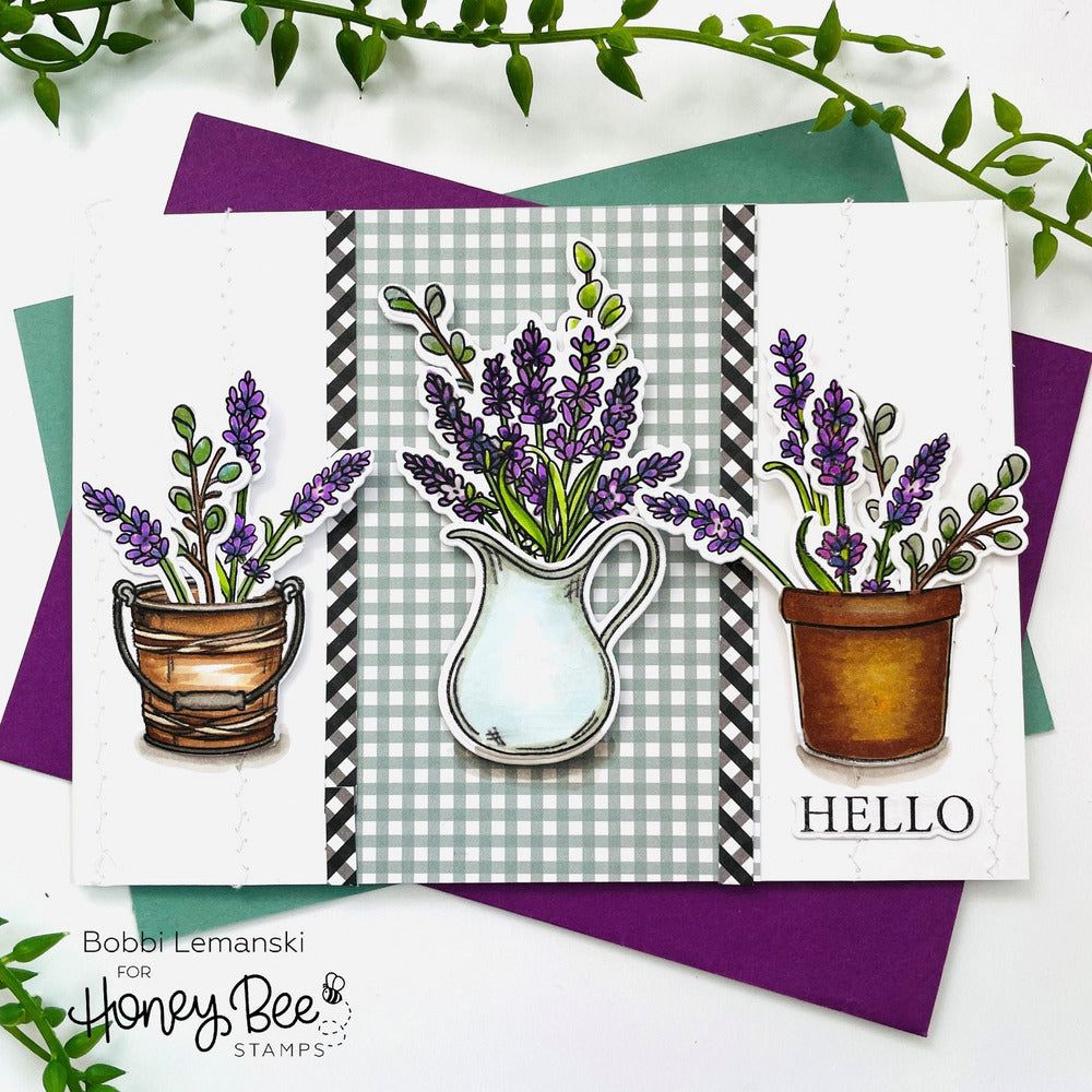 lavender flower rubber stamp Honey Bee Stamps - Clear Stamps