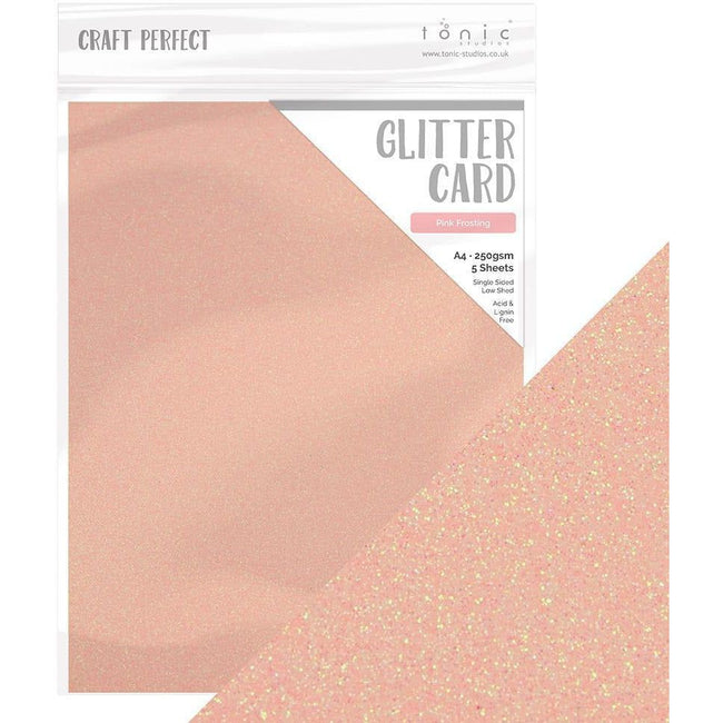 Craft Perfect Glitter Card 8.5x11 - 5/Pkg - Pink Frosting - Honey Bee Stamps