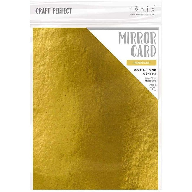 Craft Perfect Mirror Card - 8.5x11 5/pkg Polished Gold - Honey Bee Stamps