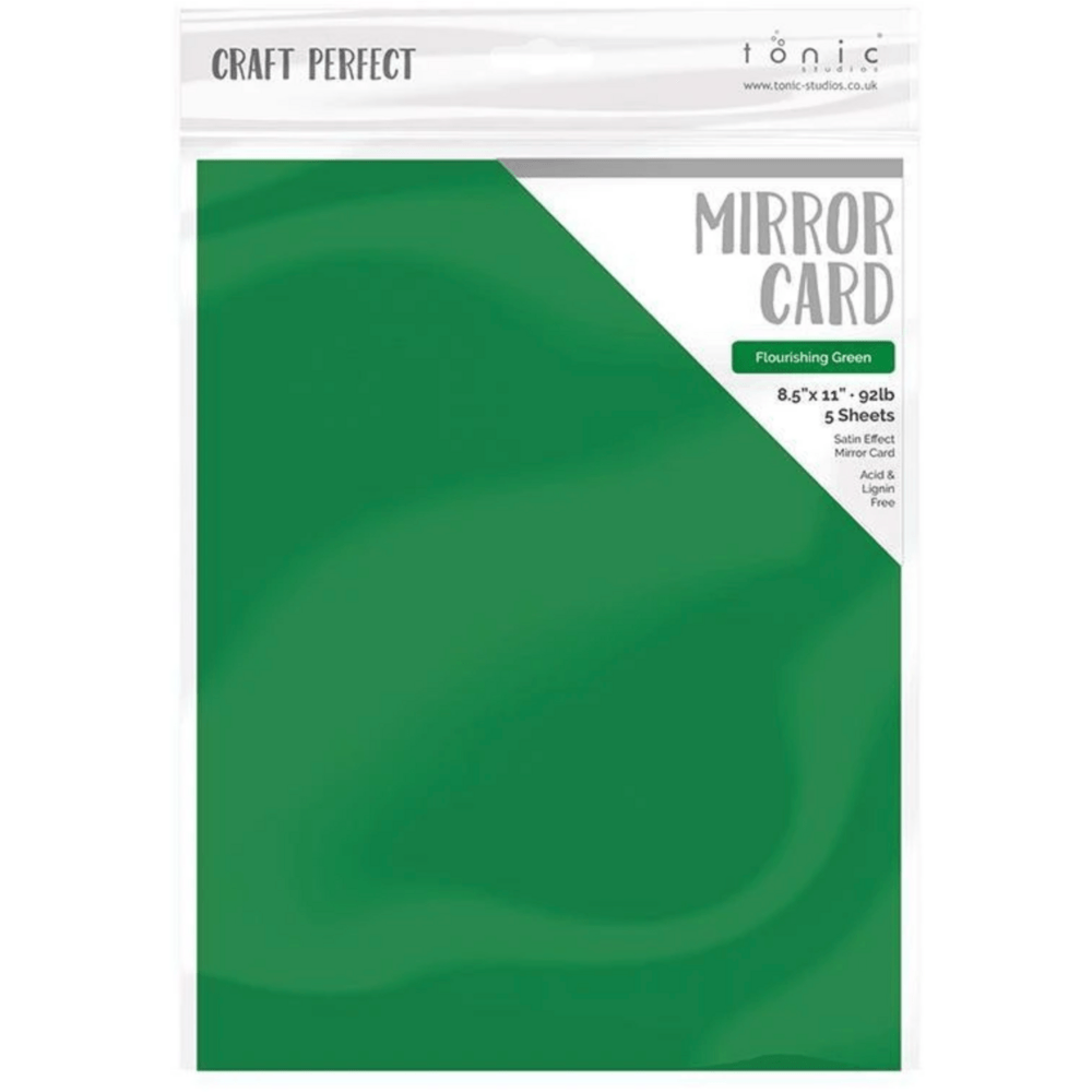 Craft Perfect Satin Mirror Card - 8.5x11 5/pkg Flourishing Green - Honey Bee Stamps