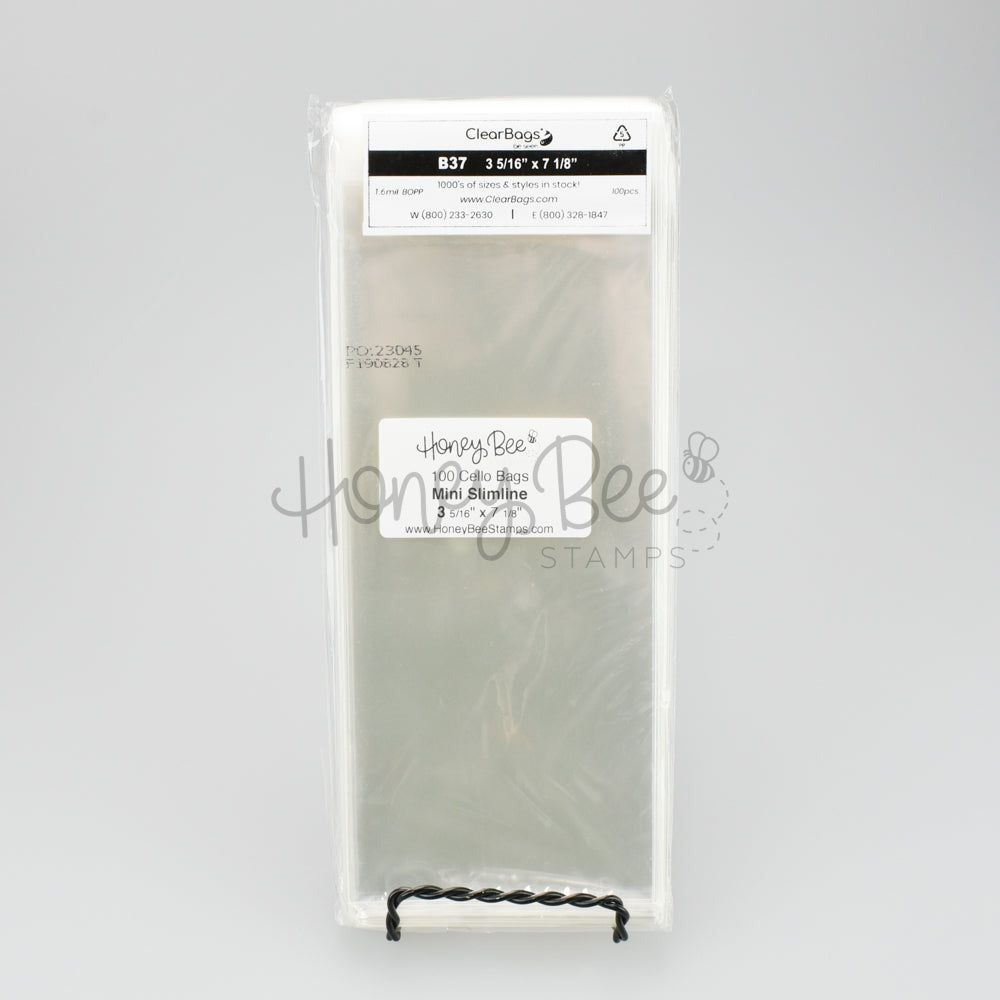 Crystal Clear Cello Bags 100 Pk - Mini Slimline 3 - 5/16" x 7 - 1/8" - Honey Bee Stamps
