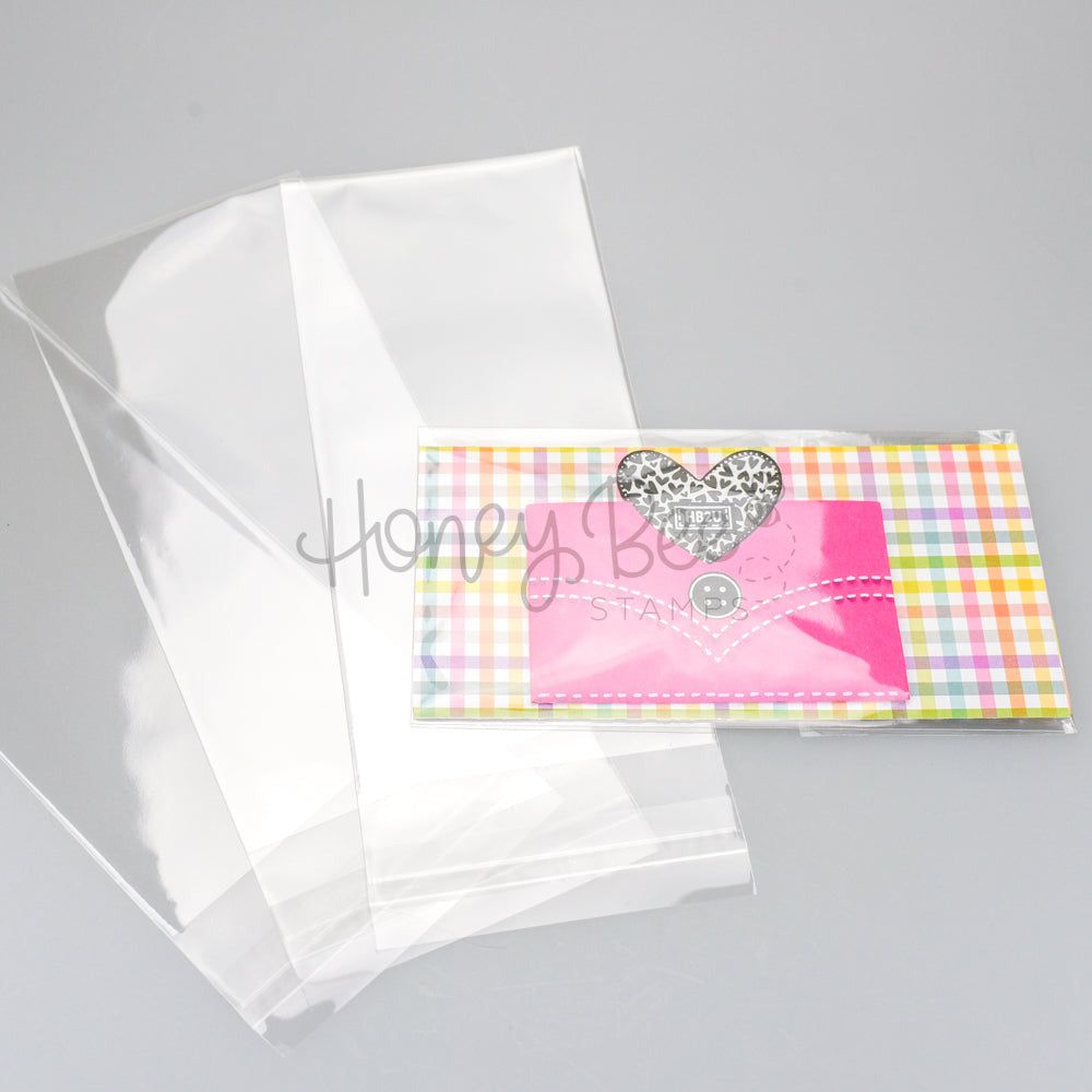 Crystal Clear Cello Bags 100 Pk - Mini Slimline 3 - 5/16" x 7 - 1/8" - Honey Bee Stamps