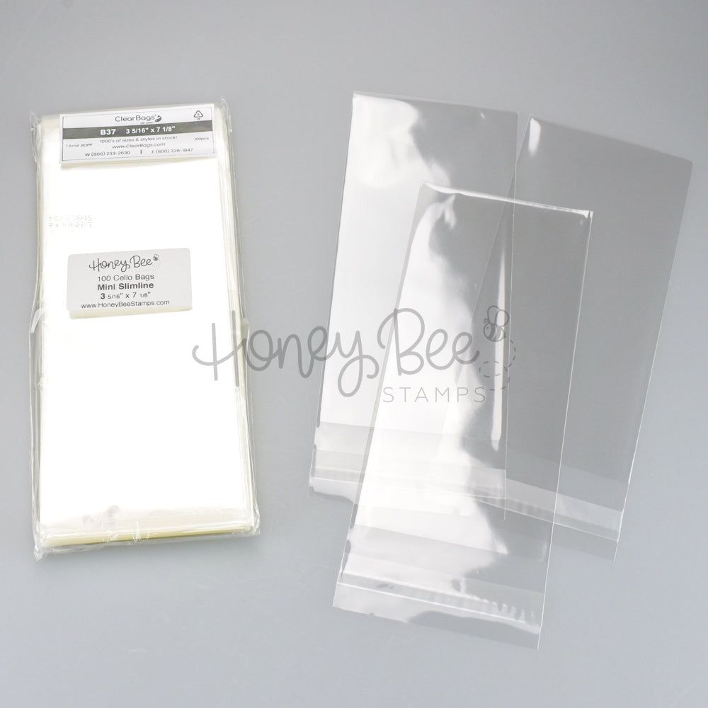 Crystal Clear Cello Bags 100 Pk - Mini Slimline 3 - 5/16" x 7 - 1/8" - Honey Bee Stamps