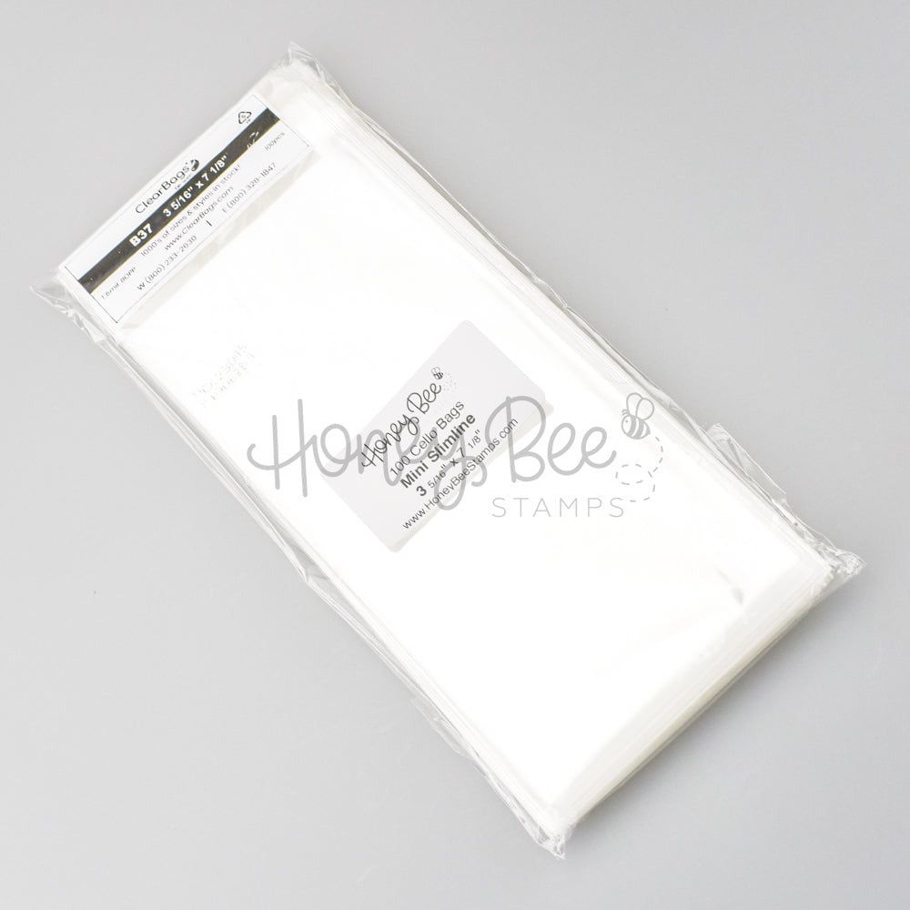 Crystal Clear Cello Bags 100 Pk - Mini Slimline 3 - 5/16" x 7 - 1/8" - Honey Bee Stamps