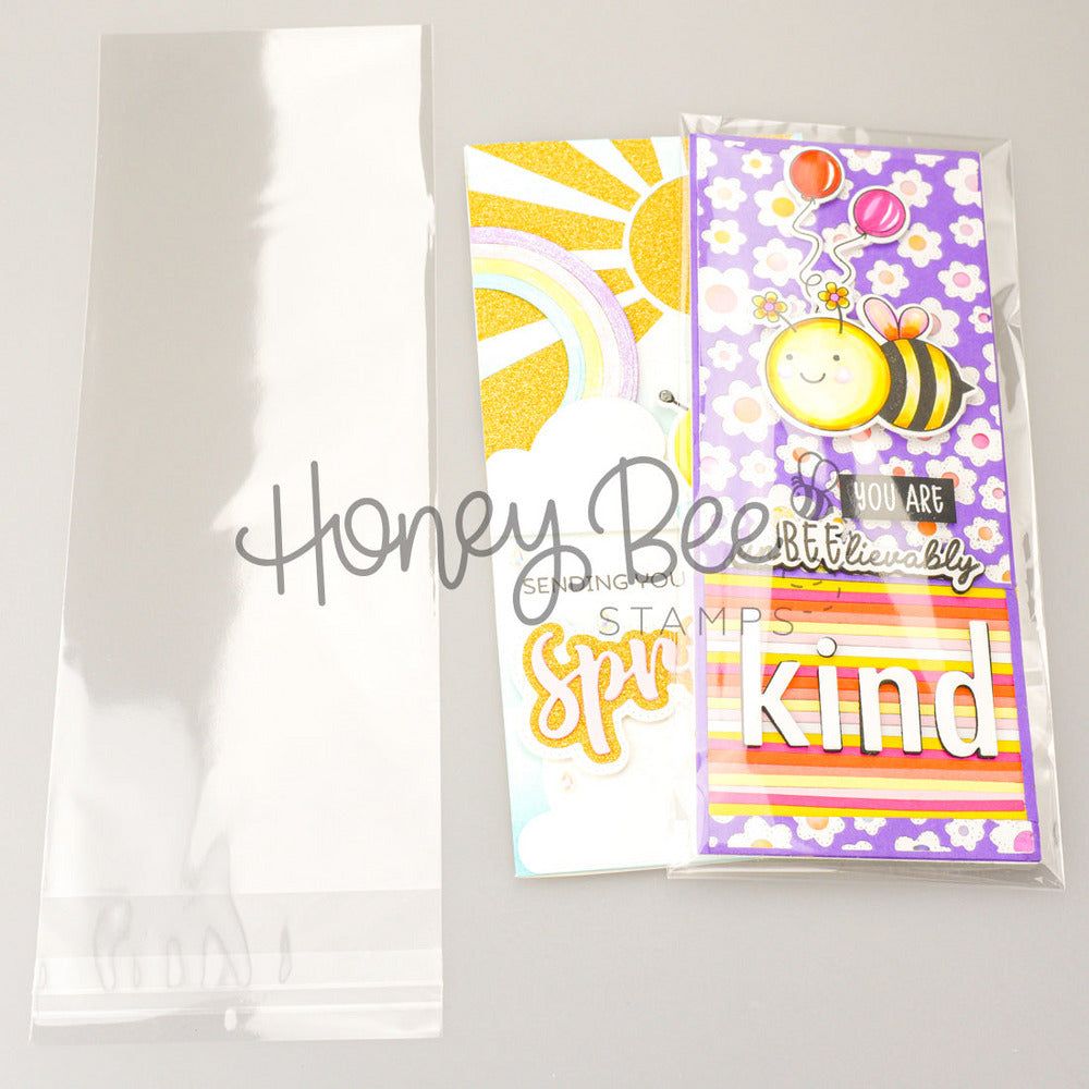 Crystal Clear Cello Bags 100 Pk - Slimline 4-5/16" x 9-9/16" - Honey Bee Stamps