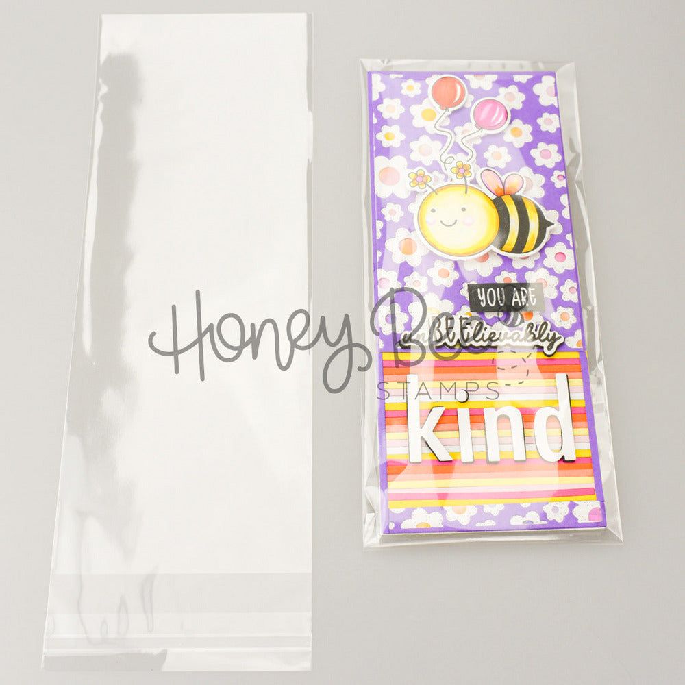 Crystal Clear Cello Bags 100 Pk - Slimline Clear Envelopes 4 - 5/16" x 9 - 9/16" - Honey Bee Stamps