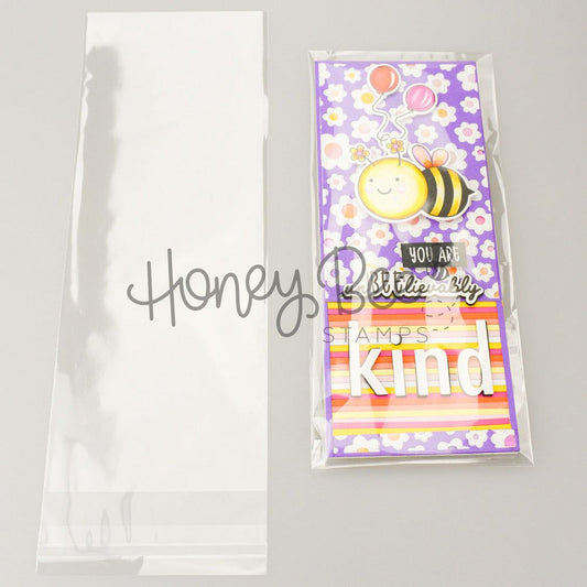 Crystal Clear Cello Bags 100 Pk - Slimline Clear Envelopes 4 - 5/16" x 9 - 9/16" - Honey Bee Stamps