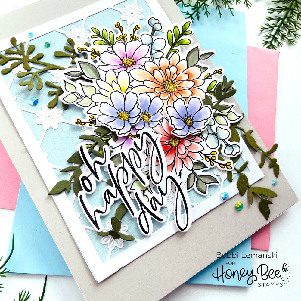 Daisy Layers Bouquet - 6x8 Photopolymer Stamp Set - Honey Bee Stamps