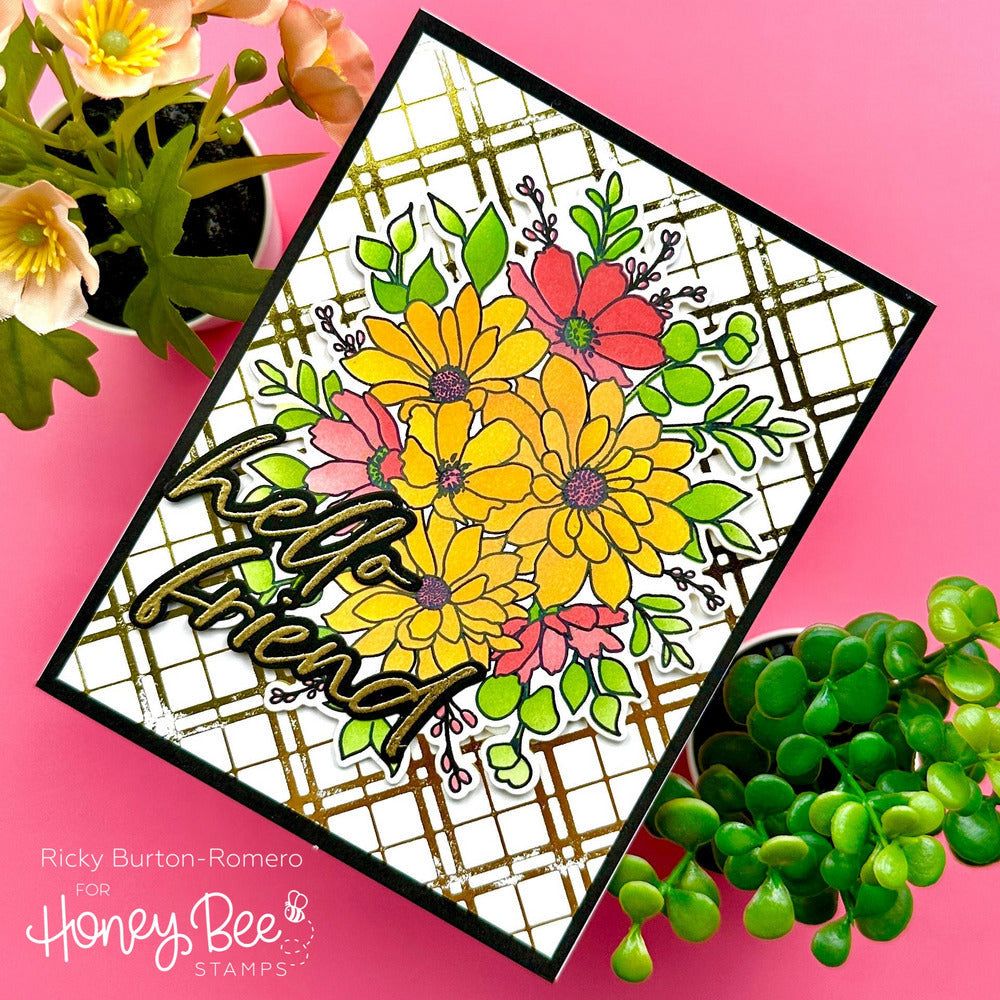 Daisy Layers Bouquet - 6x8 Photopolymer Stamp Set - Honey Bee Stamps