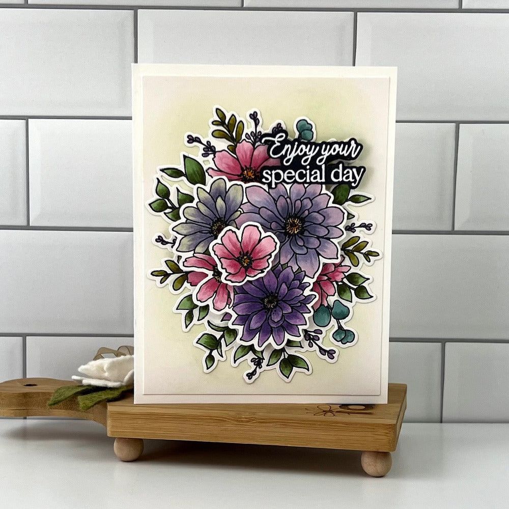 Daisy Layers Bouquet - 6x8 Photopolymer Stamp Set - Honey Bee Stamps