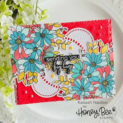 Daisy Layers Bouquet - Set Of 6 - A2 4.25"x5.5" Coordinating Stencils - Honey Bee Stamps