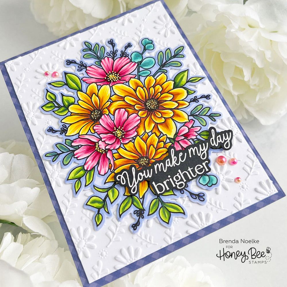 Daisy Layers Bouquet - Set Of 6 - A2 4.25"x5.5" Coordinating Stencils - Honey Bee Stamps
