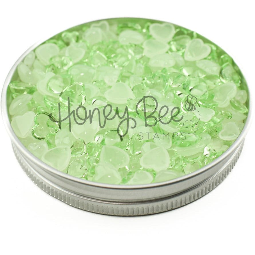 Dappled Moss - Light Green Acrylic Hearts Mix - Honey Bee Stamps