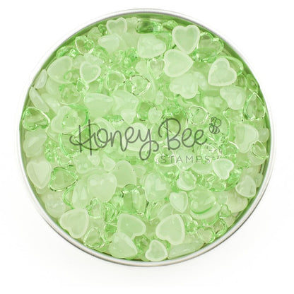 Dappled Moss - Light Green Acrylic Hearts Mix - Honey Bee Stamps