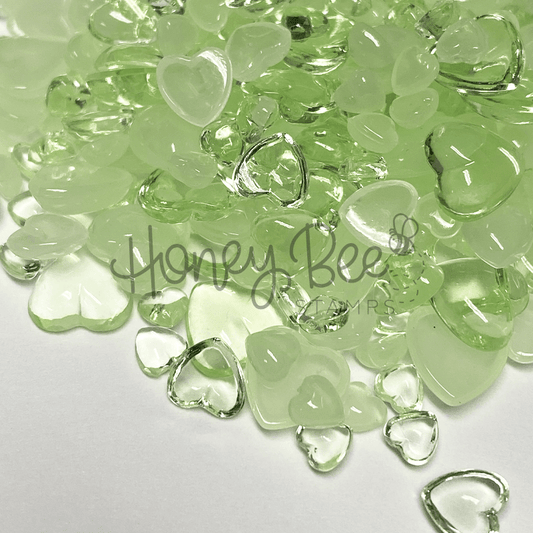 Dappled Moss - Light Green Acrylic Hearts Mix - Honey Bee Stamps