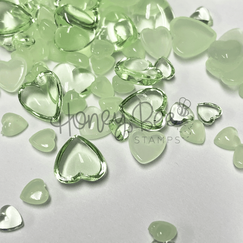 Dappled Moss - Light Green Acrylic Hearts Mix - Honey Bee Stamps