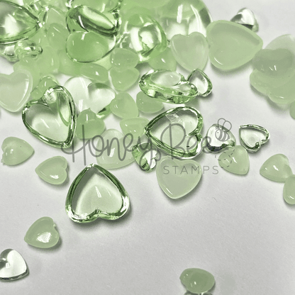 Dappled Moss - Light Green Acrylic Hearts Mix - Honey Bee Stamps