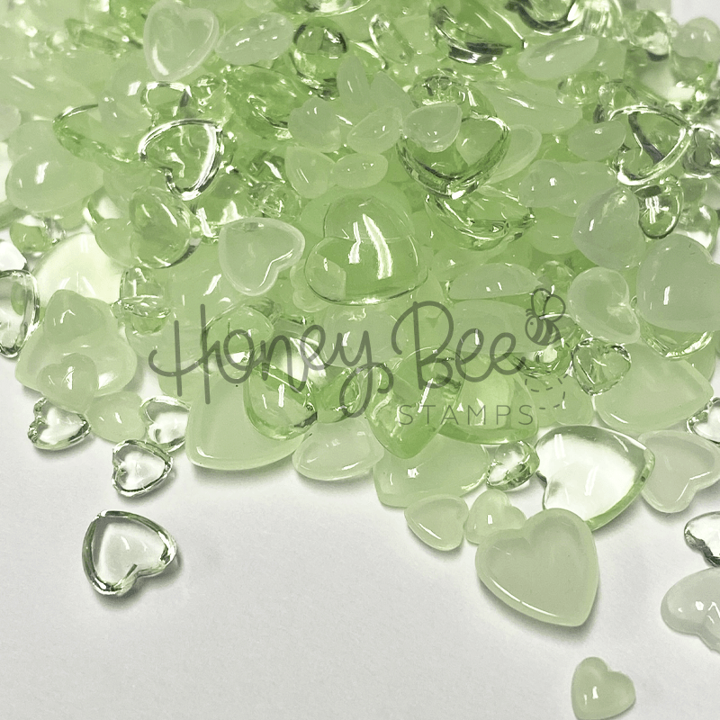 Dappled Moss - Light Green Acrylic Hearts Mix - Honey Bee Stamps