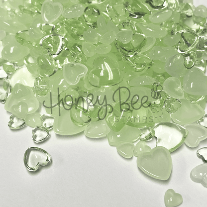 Dappled Moss - Light Green Acrylic Hearts Mix - Honey Bee Stamps