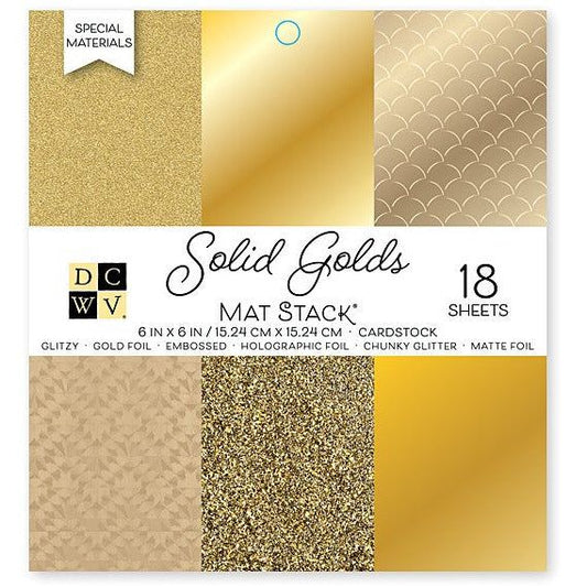 DCWV Single-Sided Cardstock Stack 6"X6" 18/pkg - Solid Golds - Honey Bee Stamps