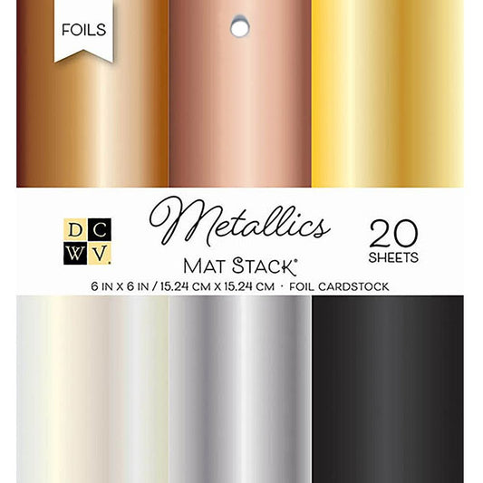 DCWV Single-Sided Cardstock Stack 6"X6" 20/pkg - Metallics - Honey Bee Stamps