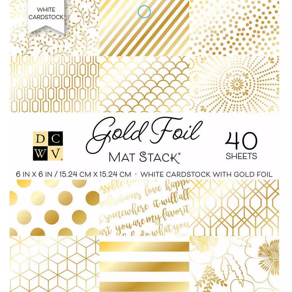 DCWV Single - Sided Cardstock Stack 6"X6" 40/pkg - Gold Foil - Honey Bee Stamps