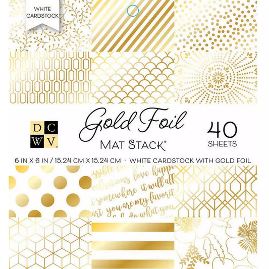 DCWV Single - Sided Cardstock Stack 6"X6" 40/pkg - Gold Foil - Honey Bee Stamps
