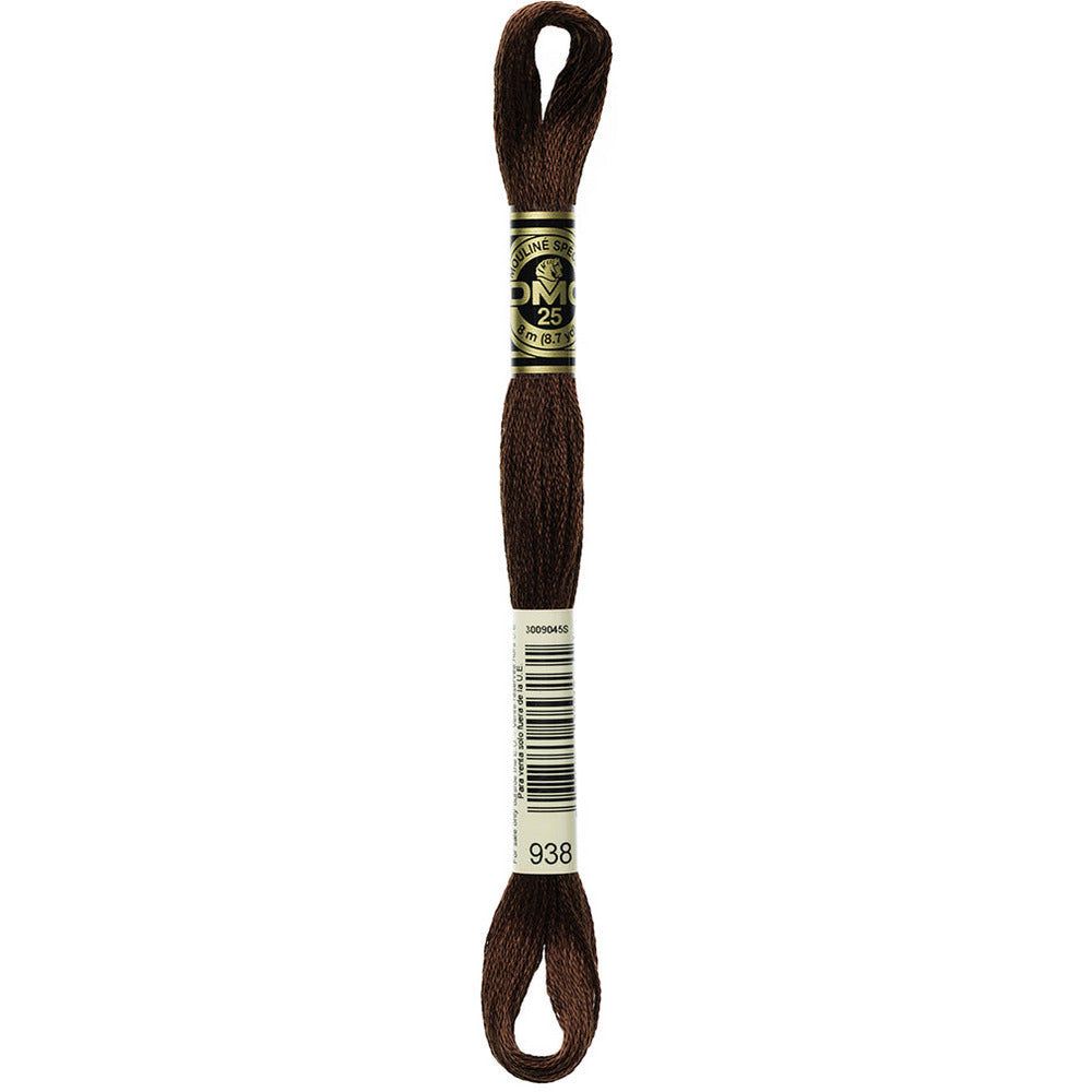 DMC Embroidery Floss, 6-Strand - Coffee Brown Ultra Dark #938