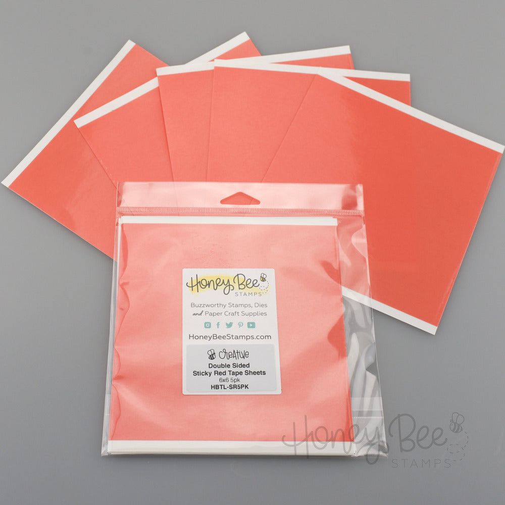 Double Sided Super Sticky Red Tape Sheets - 6x6 5pk - Clearance - Honey Bee Stamps