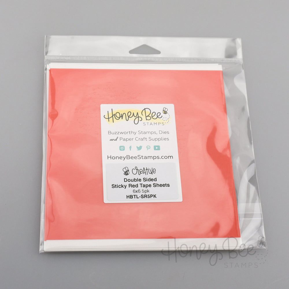 Double Sided Super Sticky Red Tape Sheets - 6x6 5pk - Clearance - Honey Bee Stamps