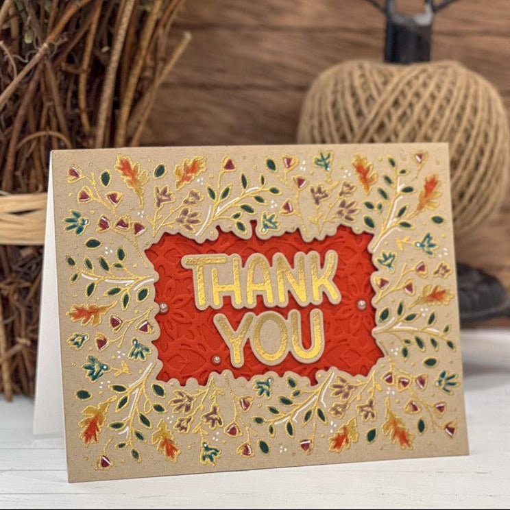 Fall Foliage Frame - 6x8 Photopolymer Stamp Set - Honey Bee Stamps
