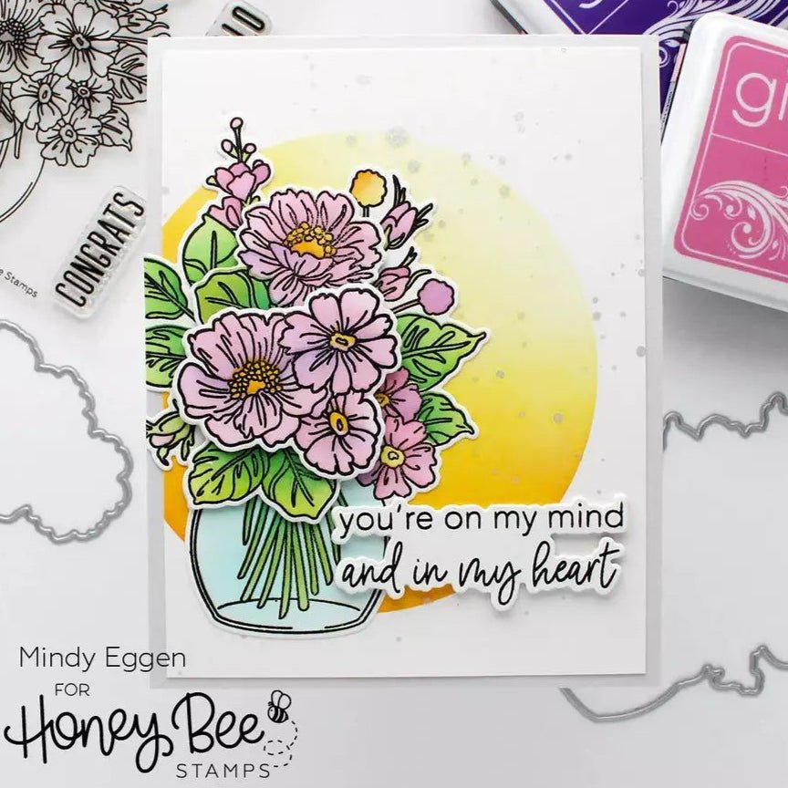 Floral Vase - Set of 6 - A2 4.25"x5.5" Coordinating Stencils - Honey Bee Stamps