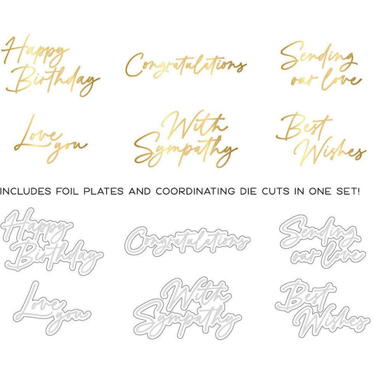 Foil Script: Wishes - Hot Foil Plate & Honey Cuts - Honey Bee Stamps