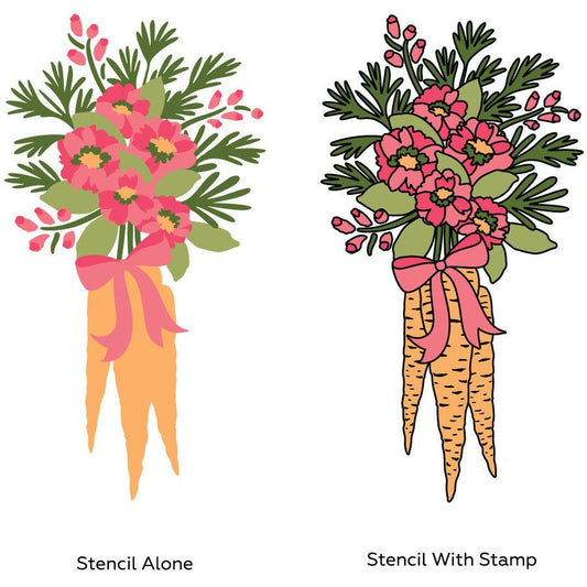 Garden Bouquet - Set of 2 - 6"x6" Coordinating Stencils - Honey Bee Stamps