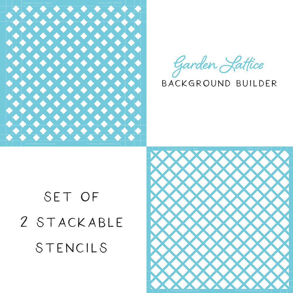 Garden Lattice - Set of 2 - 6"x6" Layering Stencils - Honey Bee Stamps