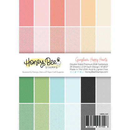 Gingham - Happy Hearts Paper Pad 6x8.5 - 24 Double Sided Sheets - Honey Bee Stamps