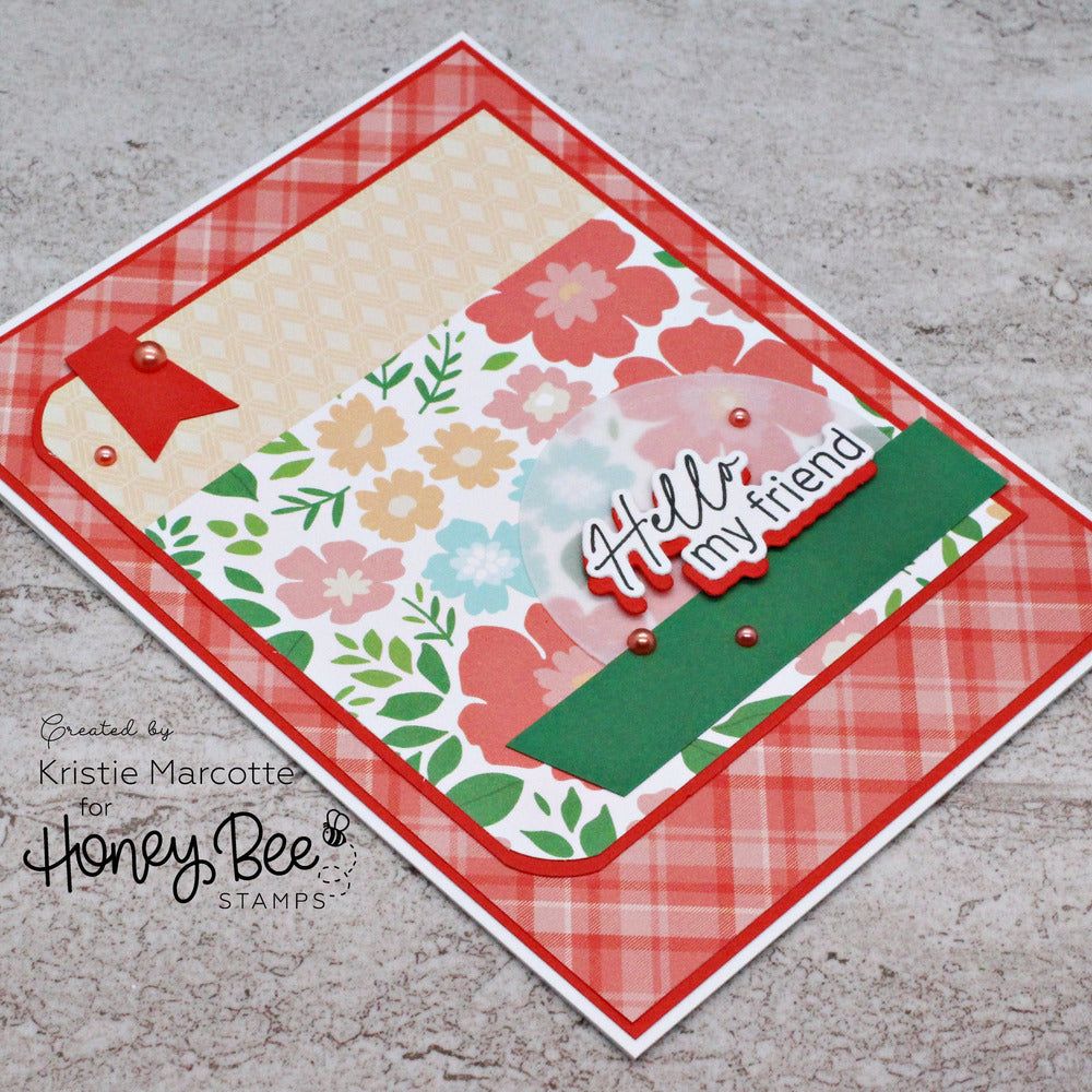 Gingham - Happy Hearts Paper Pad 6x8.5 - 24 Double - Sided Sheets - Honey Bee Stamps