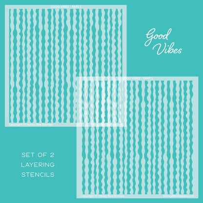 Good Vibes - Set Of 2 - 6"x6" Layering Stencils - Retiring - Honey Bee Stamps