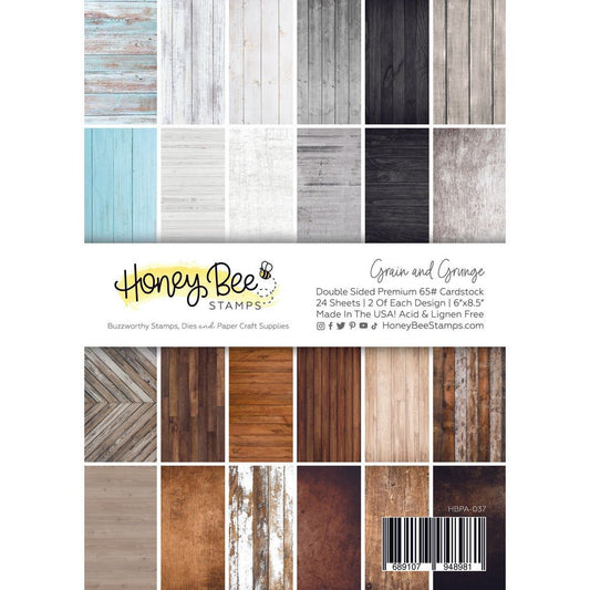 Grain & Grunge Paper Pad 6x8.5 - 24 Double - Sided Sheets - Honey Bee Stamps