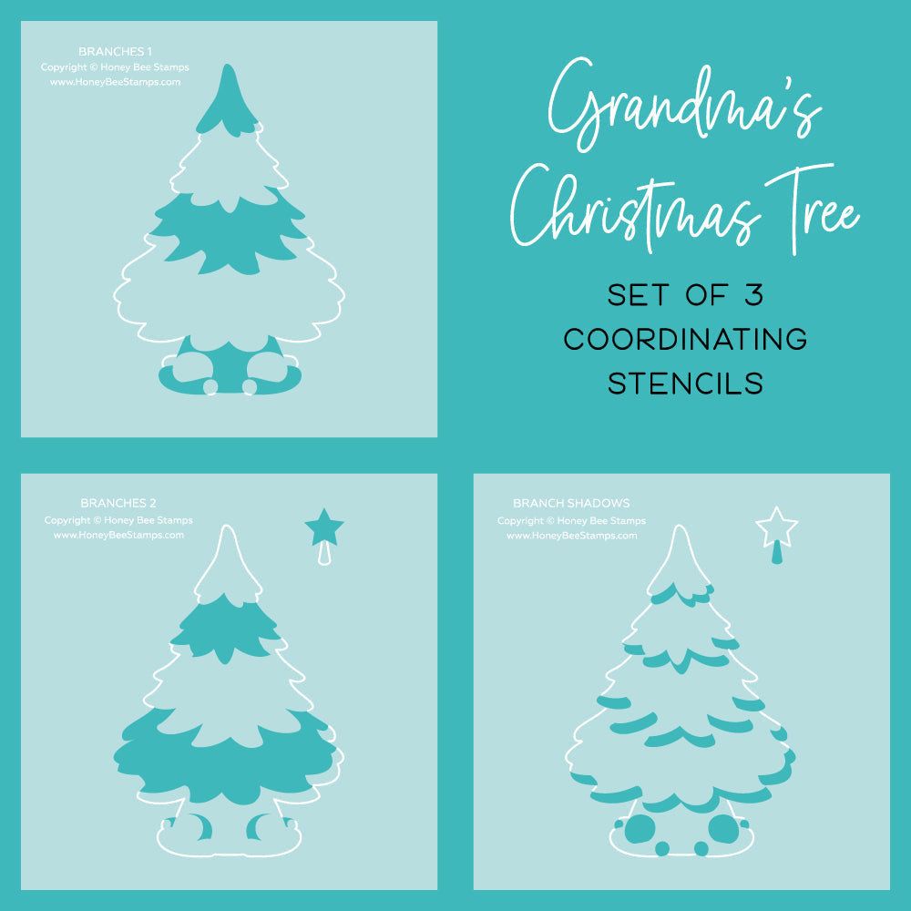 Grandma's Christmas Tree - Set of 3 - 6"x6" Coordinating Stencils - Honey Bee Stamps