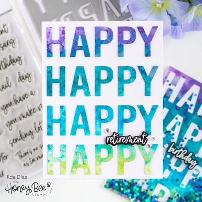 Happy Happy Happy A2 Cover Plate - Honey Cuts Retiring - Honey Bee Stamps
