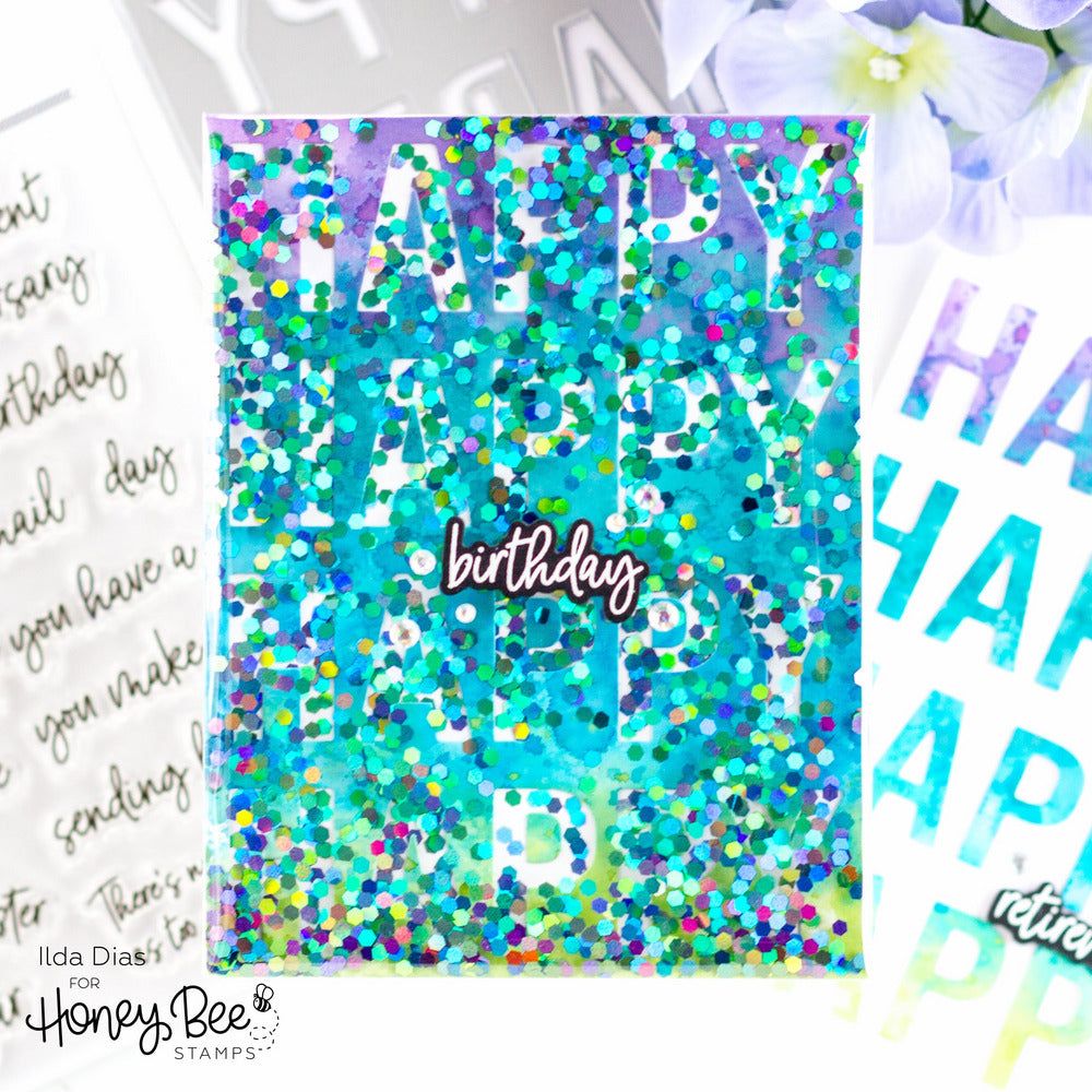 Happy Happy Happy A2 Cover Plate - Honey Cuts Retiring - Honey Bee Stamps