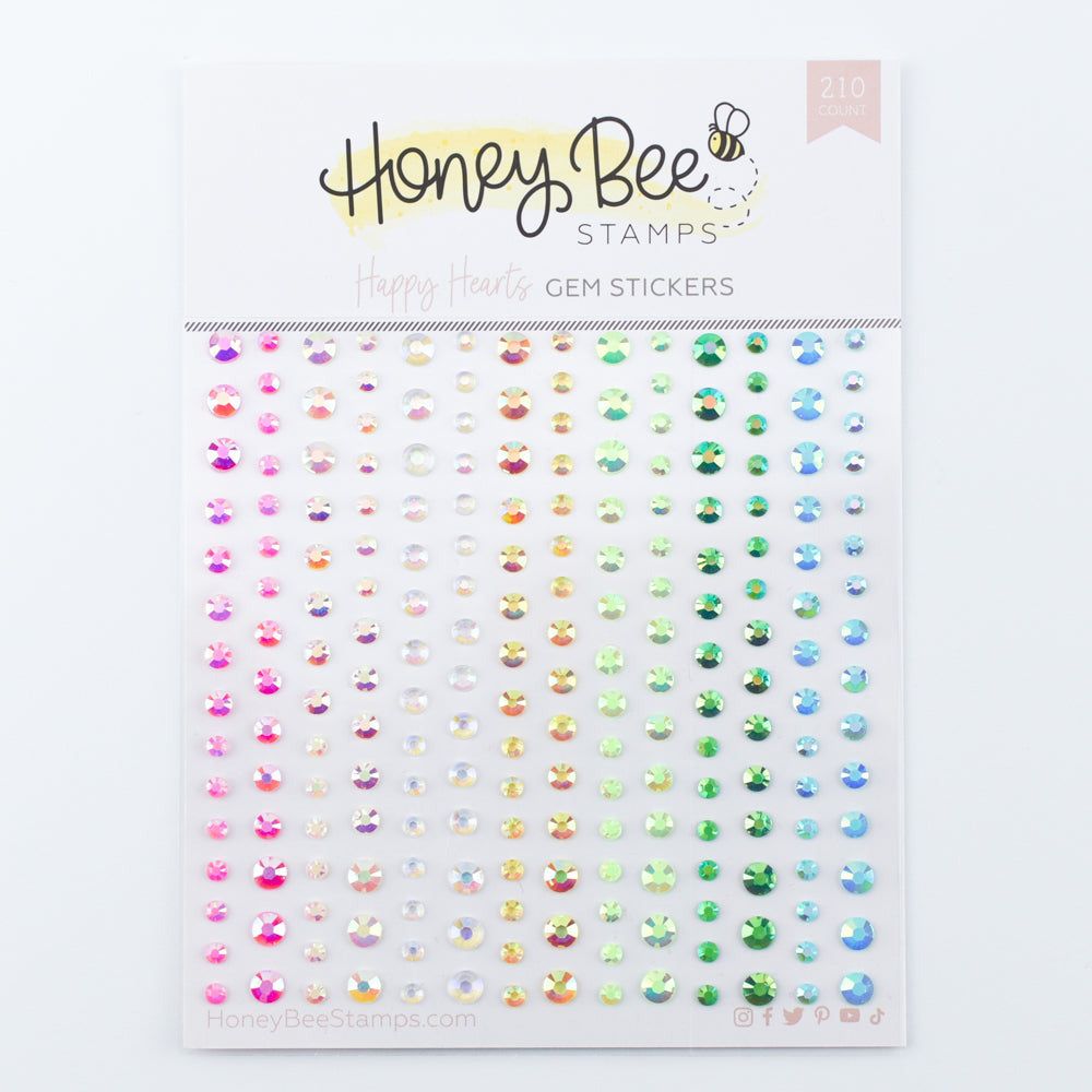 Happy Hearts Gem Stickers - 210 Count - Honey Bee Stamps