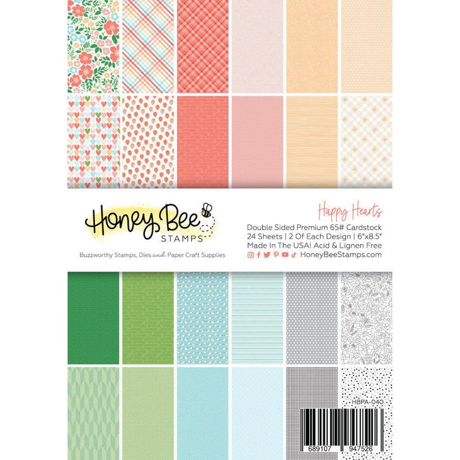 Happy Hearts Paper Pad 6x8.5 - 24 Double Sided Sheets - Honey Bee Stamps