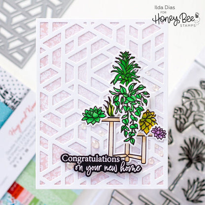 Happy Plants - 6x8 Photopolymer Stamp Set - Retiring - Honey Bee Stamps