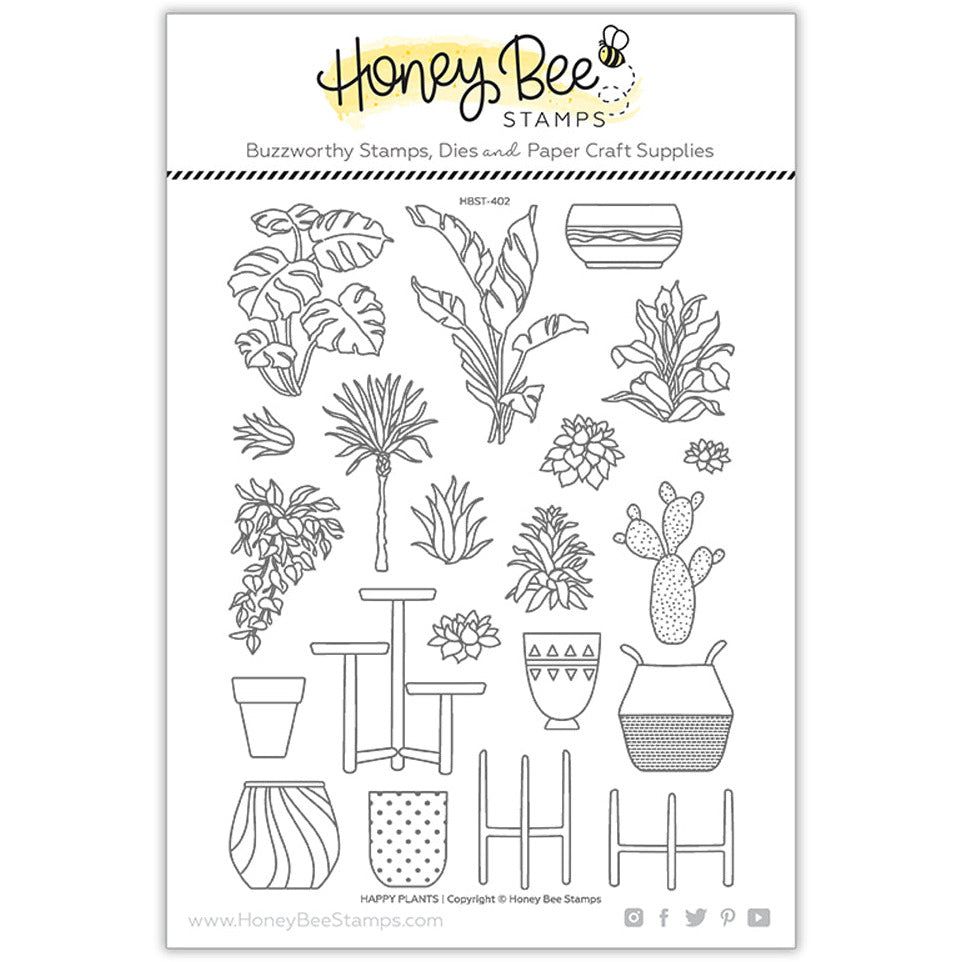 Happy Plants - 6x8 Photopolymer Stamp Set - Retiring - Honey Bee Stamps