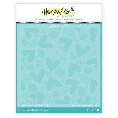 Hearts In Bloom - Set of 4 - 6"x6" Layering Background Stencils - Honey Bee Stamps