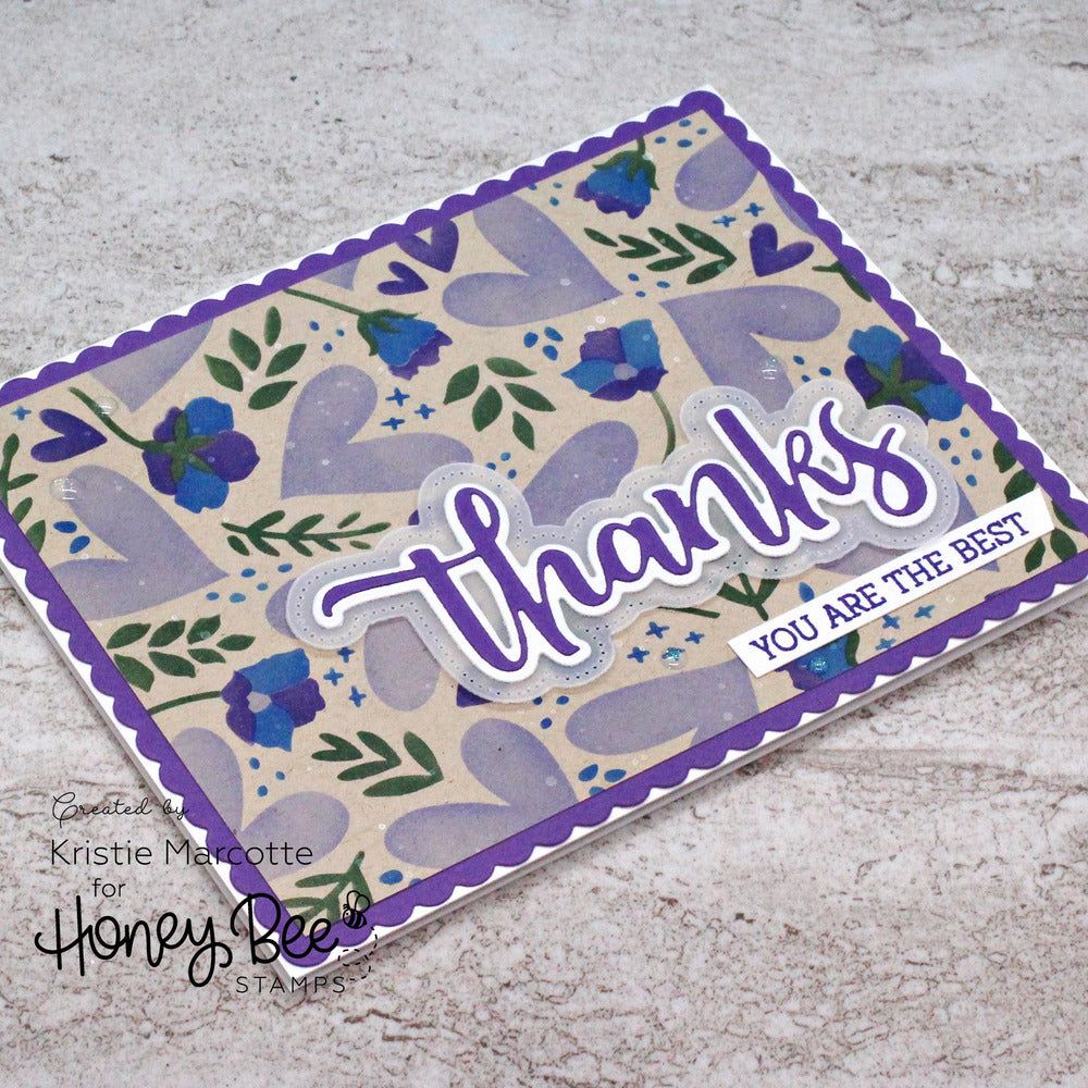 Hearts In Bloom - Set of 4 - 6"x6" Layering Background Stencils - Honey Bee Stamps